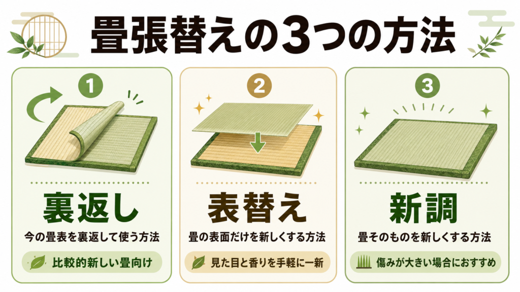 畳張替えの3種類の図解画像